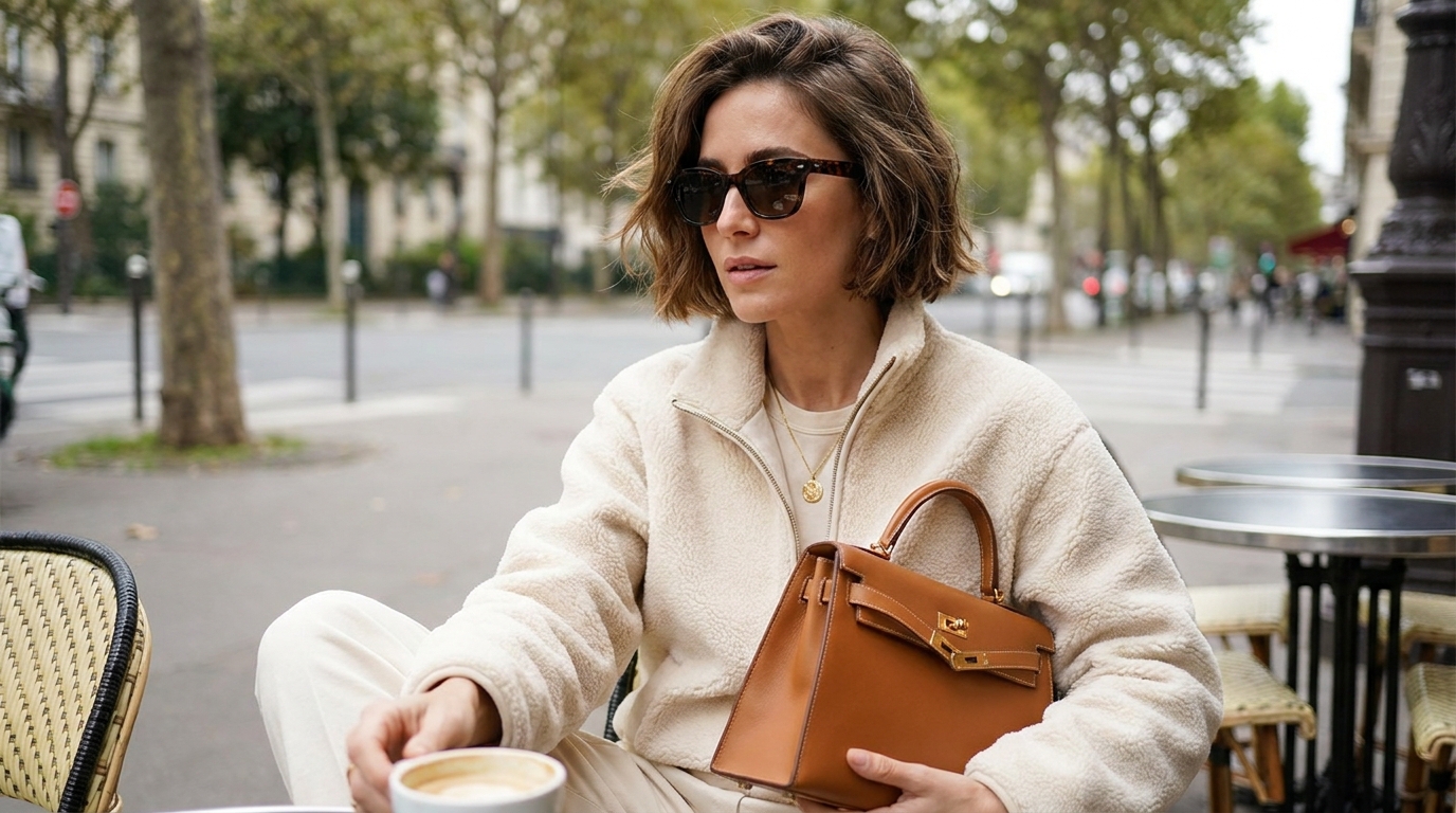 fleece jacket cream monochromatic
