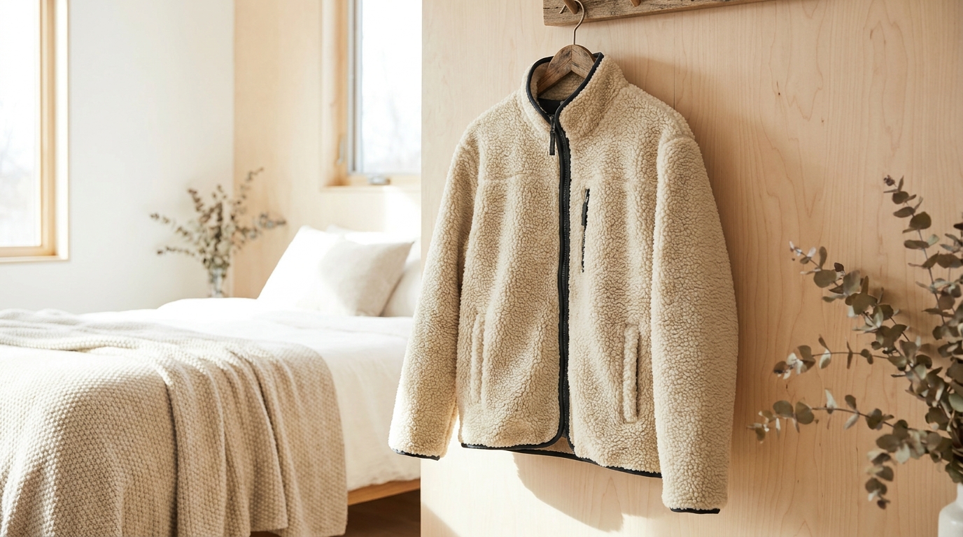 sherpa fleece jacket thick textured